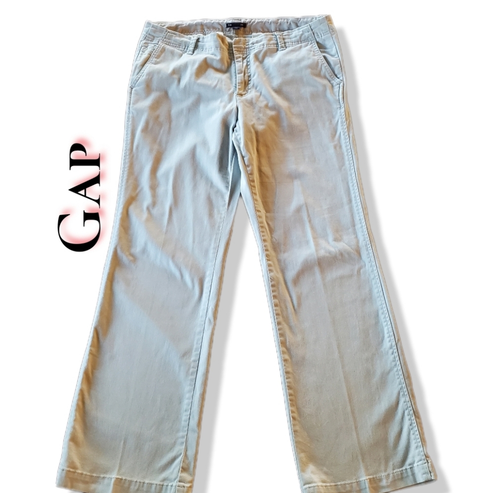 Womens GAP Light Gray Straight Leg Business Dress Khaki Pants Size 12 27" inseam - Picture 1 of 5